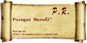 Pozsgai Rezső névjegykártya